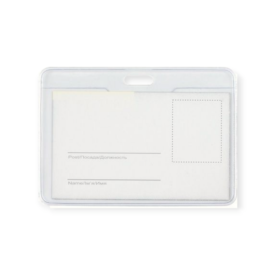 Vardinės kortelės dėklas, EconoMix, 90x55mm, horizontalus, su segtuku