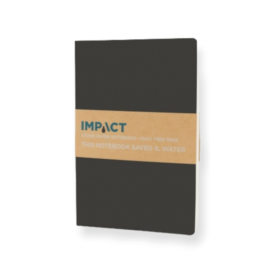Akmens popieriaus užrašinė IMPACT A5, 60 lapų, linija, minkštas juodos sp. viršelis